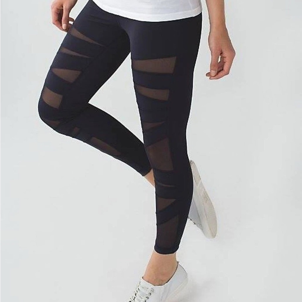 🦄 Lululemon Highest Times Legging Naval Blue Mesh | EUC | Sz 4 - UNICORN